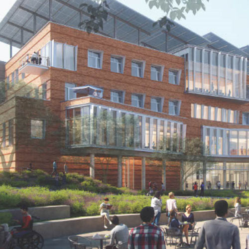 A 3D rendering of the new School of Business building