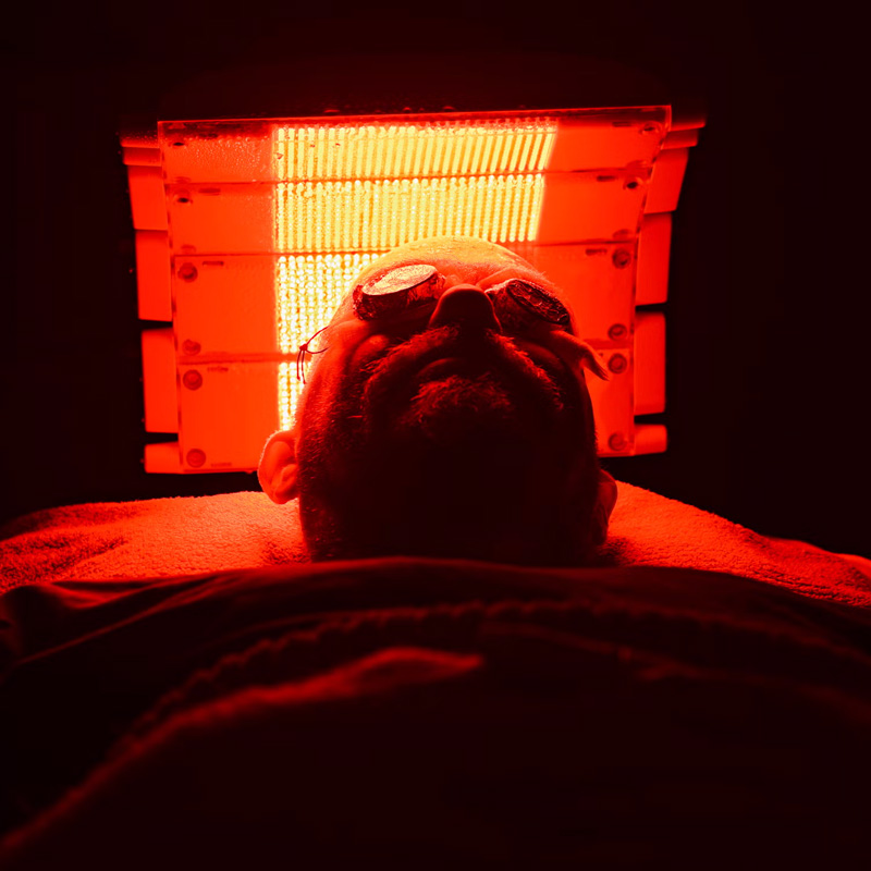 Photo of a patient undergoing photodynamic therapy for basal cell carcinoma. (RapidEye/Getty)